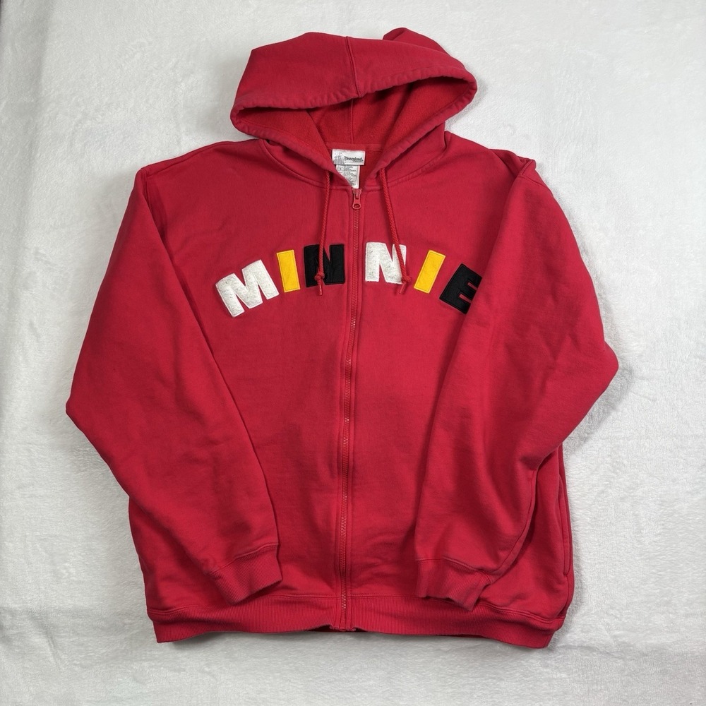 Y2K Disneyland Resort Minnie Mouse Red Full Zip Long Sleeve Hoodie Women's Large